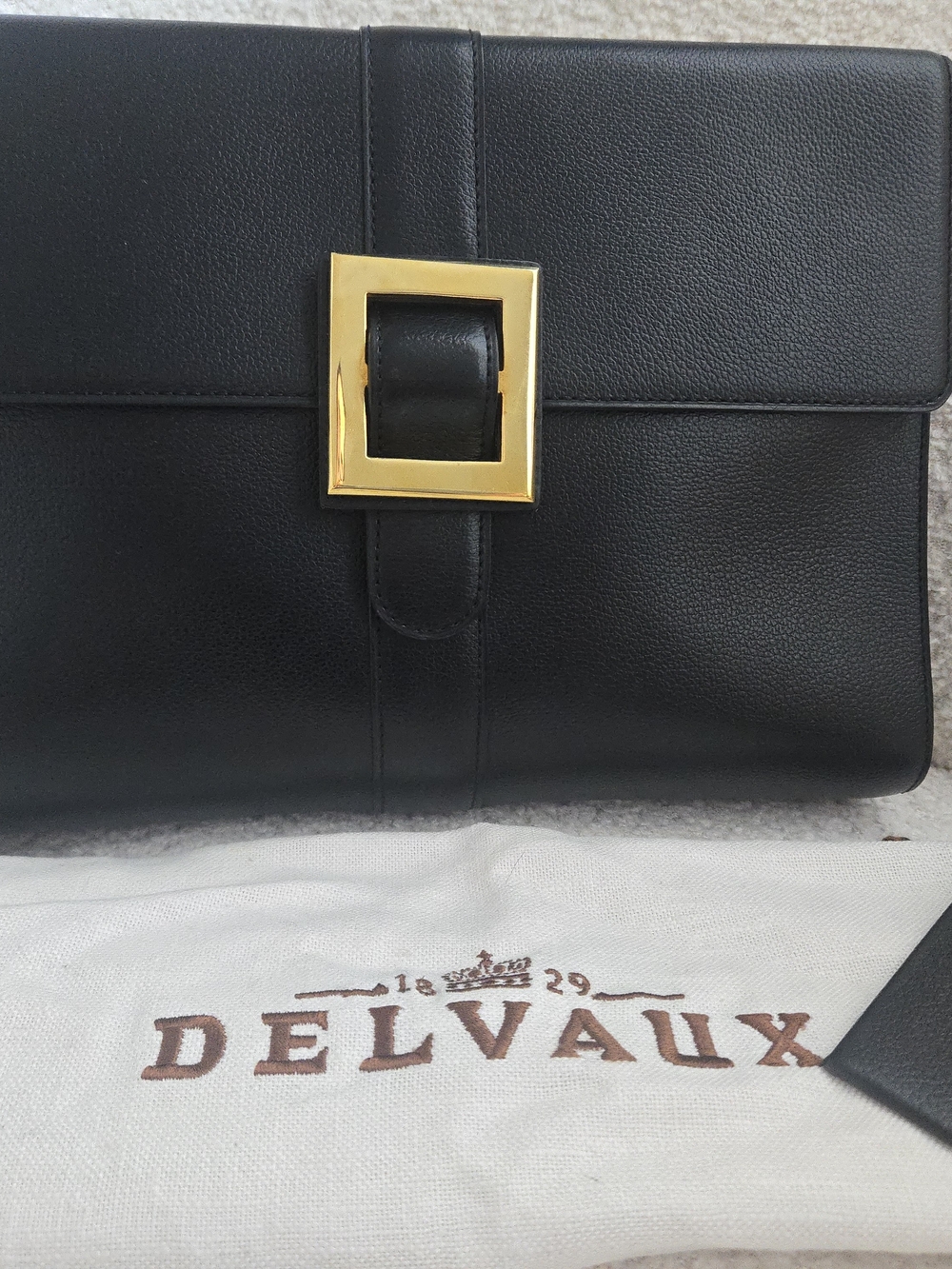 Delvaux Black Leather Clutch with Gold Accent Excellent Condition - Picture 3 of 16